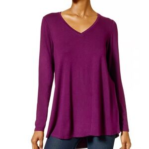 Women’s V-Neck Long Sleeve Tunic Top - Purple